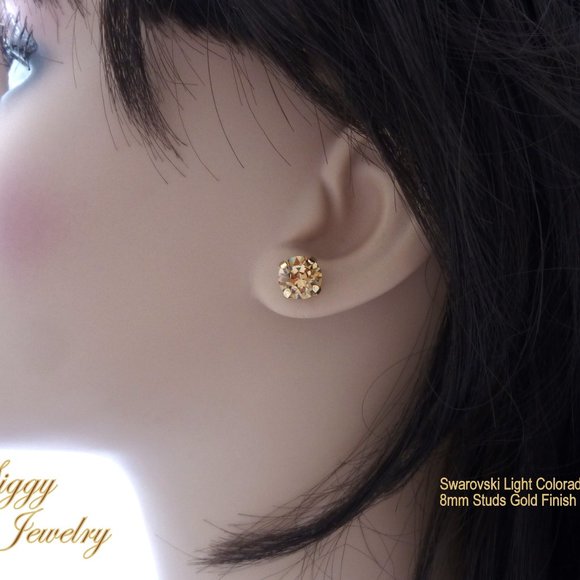 Swarovski Light Colorado Topaz Studs, 8mm - Picture 6 of 8